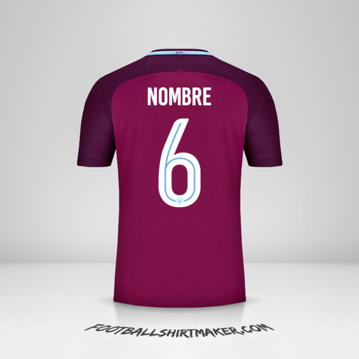 Camiseta Manchester City Cup 2017/18 Visita -  nombre - 6