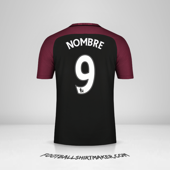 Jersey Manchester City 2016/17 Visita -  nombre - 9