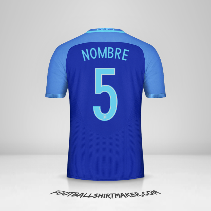 Camiseta Paises Bajos 2016 Visita -  nombre - 5