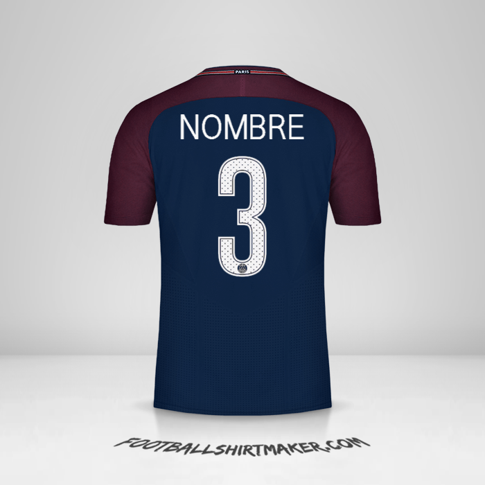 Jersey Paris Saint Germain Cup 2017/18 -  nombre - 3