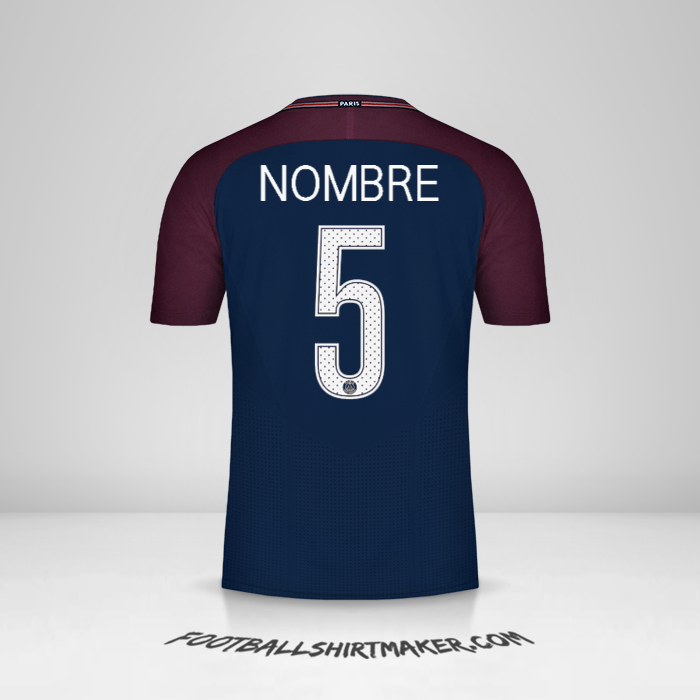 Jersey Paris Saint Germain Cup 2017/18 -  nombre - 5