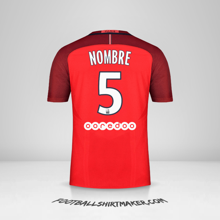 Camiseta Paris Saint Germain 2016/17 Visita -  nombre - 5