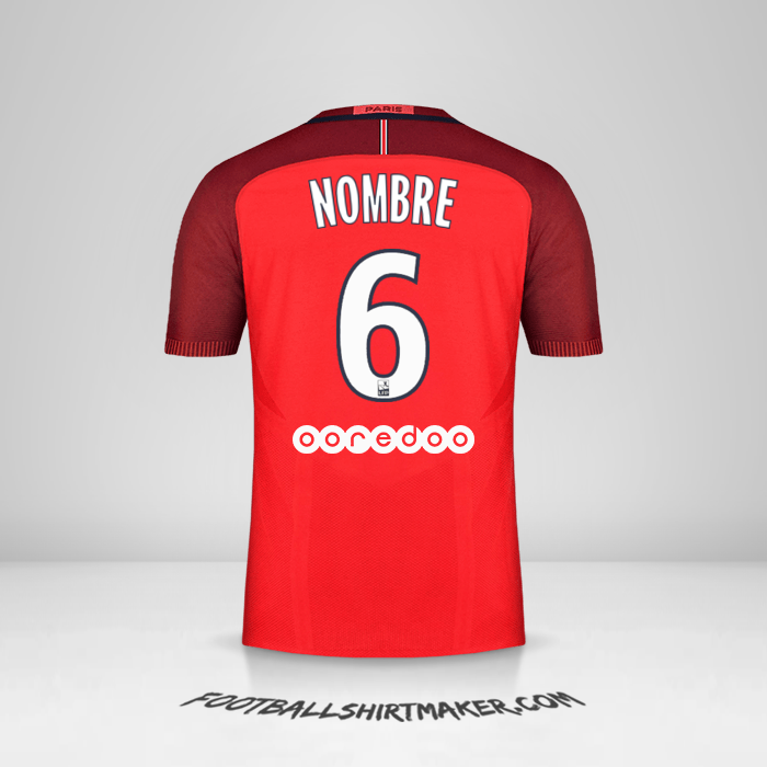 Jersey Paris Saint Germain 2016/17 Visita -  nombre - 6