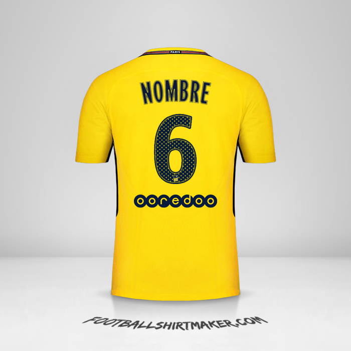 Jersey Paris Saint Germain 2017/18 Visita -  nombre - 6