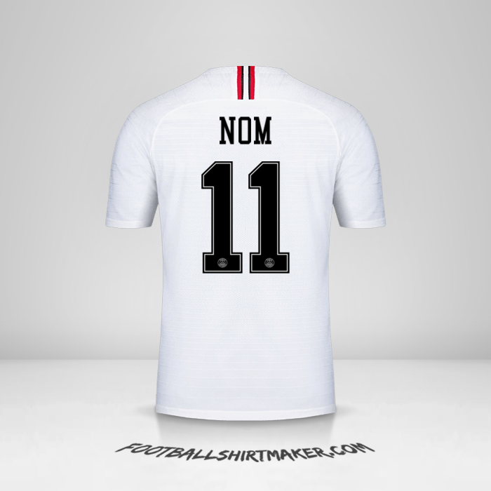 Maillot Paris Saint Germain Jordan 2018/19 Extérieur -  nom - 11