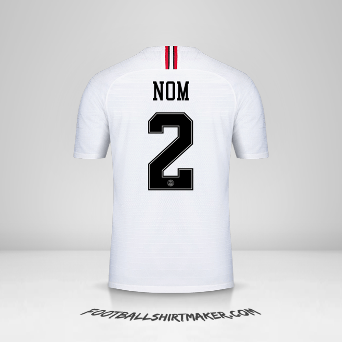 Maillot Paris Saint Germain Jordan 2018/19 Extérieur -  nom - 2