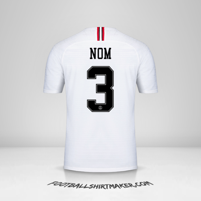 Maillot Paris Saint Germain Jordan 2018/19 Extérieur -  nom - 3