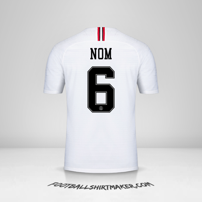 Maillot Paris Saint Germain Jordan 2018/19 Extérieur -  nom - 6