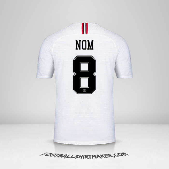 Maillot Paris Saint Germain Jordan 2018/19 Extérieur -  nom - 8