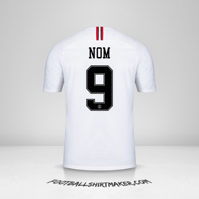 Maillot Paris Saint Germain Jordan 2018/19 Extérieur -  nom - 9