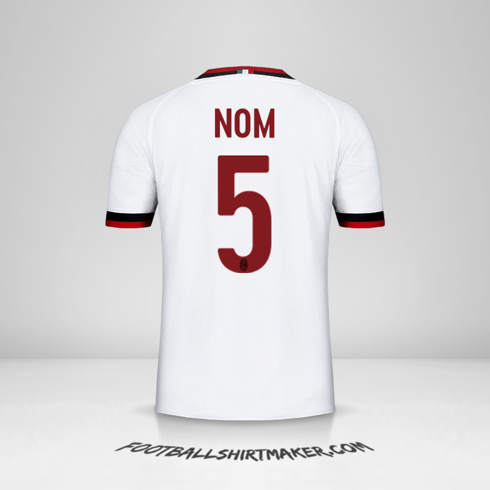 Maillot AC Milan 2017/18 Extérieur -  nom - 5