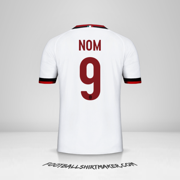 Maillot AC Milan 2017/18 Extérieur -  nom - 9