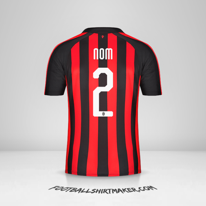 Maillot AC Milan 2018/19 -  nom - 2