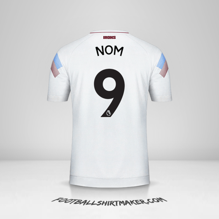 Maillot West Ham United FC 2018/19 Troisième -  nom - 9