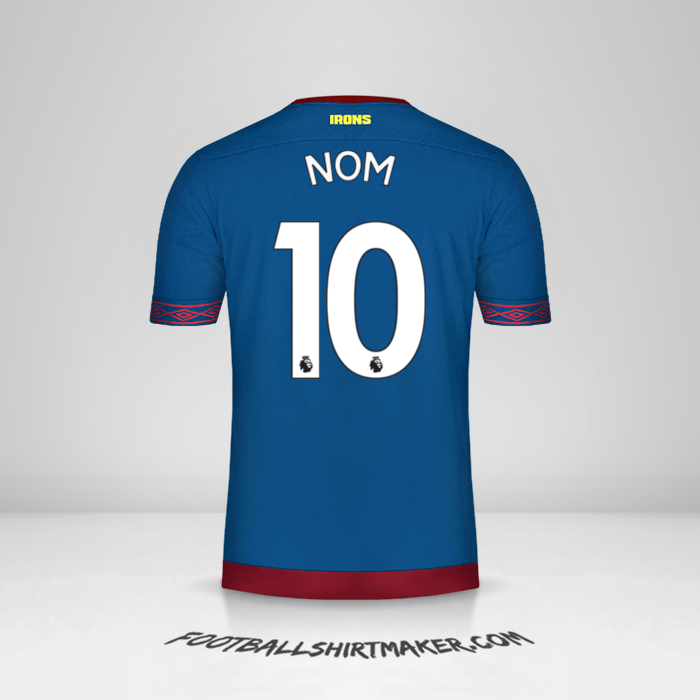 Maillot West Ham United FC 2018/19 Extérieur -  nom - 10