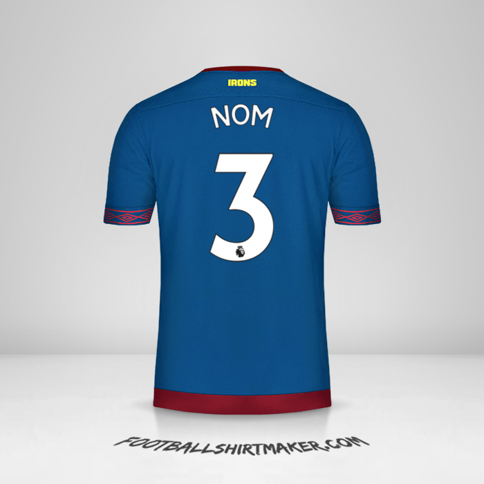 Maillot West Ham United FC 2018/19 Extérieur -  nom - 3