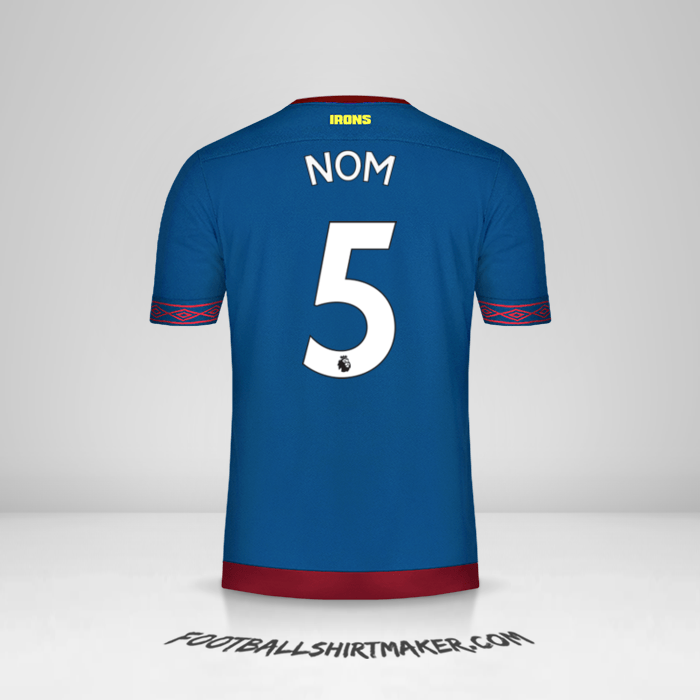 Maillot West Ham United FC 2018/19 Extérieur -  nom - 5