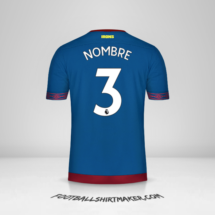 Jersey West Ham United FC 2018/19 Visita -  nombre - 3