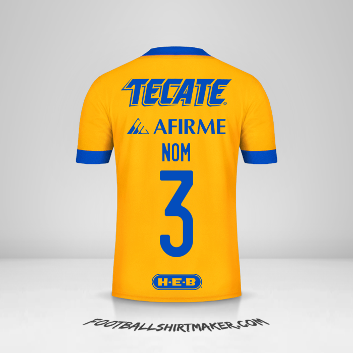 Maillot Tigres UANL 2020/21 -  nom - 3
