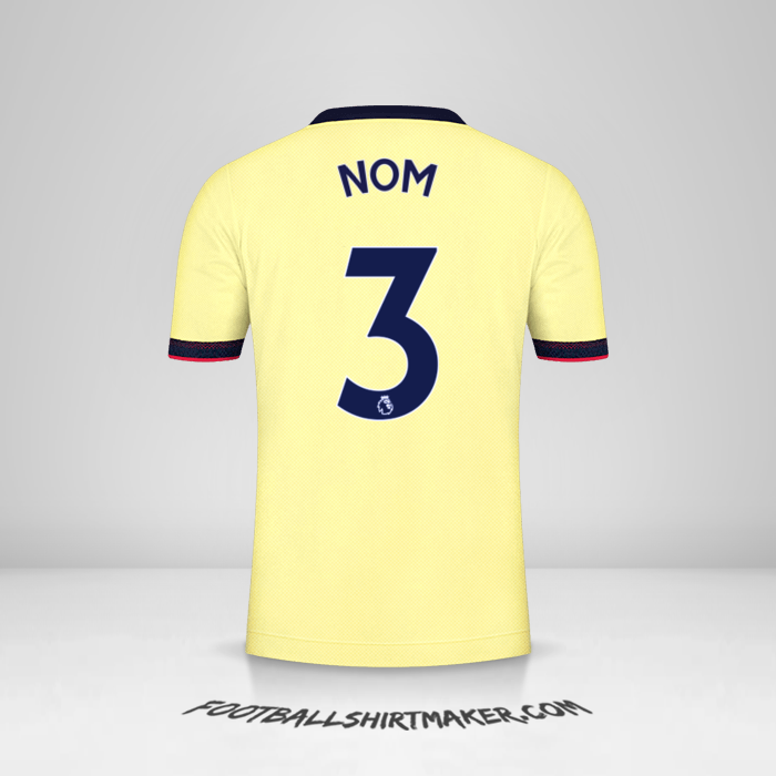 Maillot Arsenal 2021/2022 Extérieur -  nom - 3