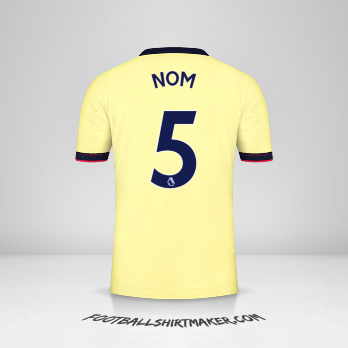 Maillot Arsenal 2021/2022 Extérieur -  nom - 5