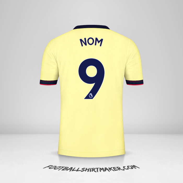 Maillot Arsenal 2021/2022 Extérieur -  nom - 9