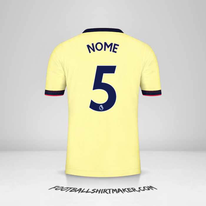 Maglia Arsenal 2021/2022 Seconda -  nome - 5