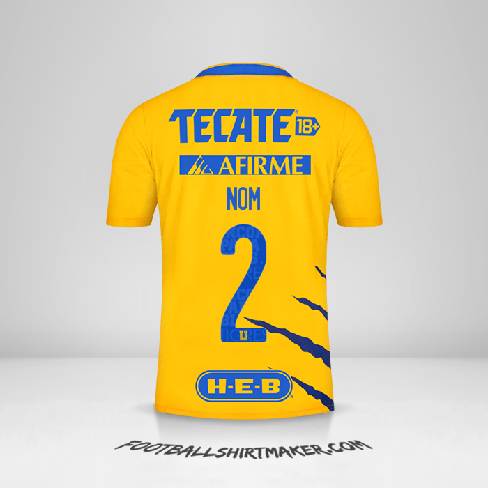Maillot Tigres UANL 2021/2022 -  nom - 2