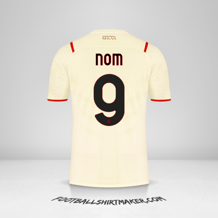 Maillot AC Milan 2021/2022 Extérieur -  nom - 9