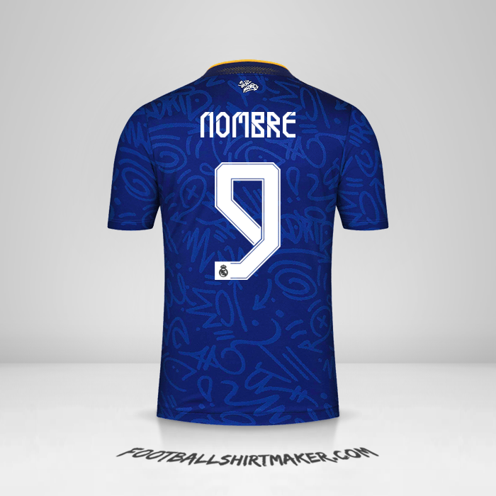 Jersey Real Madrid CF Cup 2021/2022 Visita -  nombre - 9