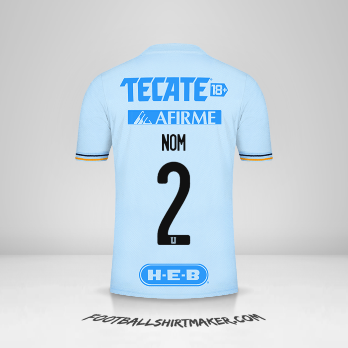 Maillot Tigres UANL 2021/2022 Extérieur -  nom - 2