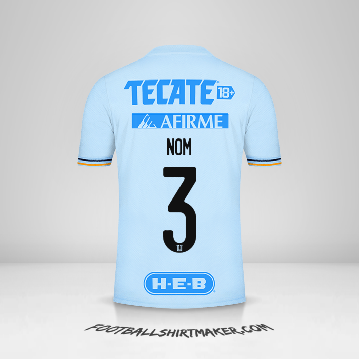 Maillot Tigres UANL 2021/2022 Extérieur -  nom - 3