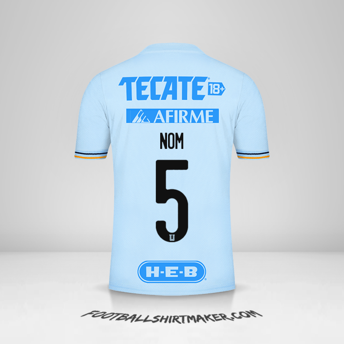 Maillot Tigres UANL 2021/2022 Extérieur -  nom - 5