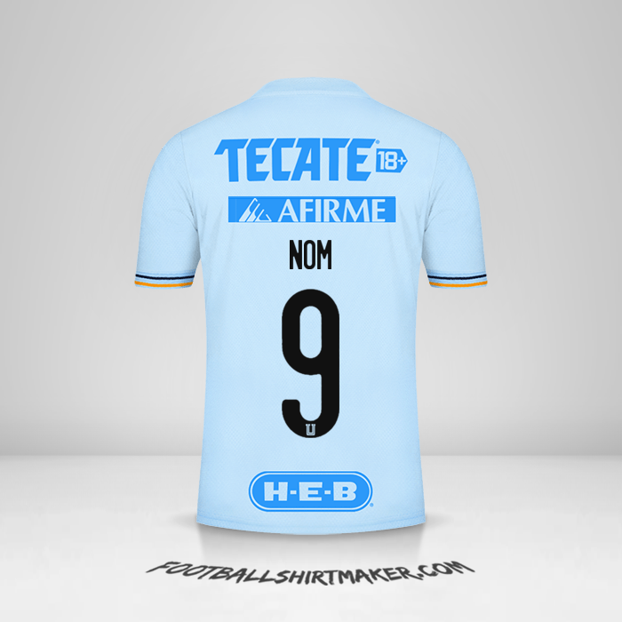 Maillot Tigres UANL 2021/2022 Extérieur -  nom - 9
