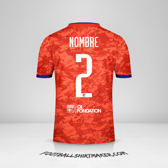 Jersey Olympique Lyon UEL 2021/2022 Visita -  nombre - 2