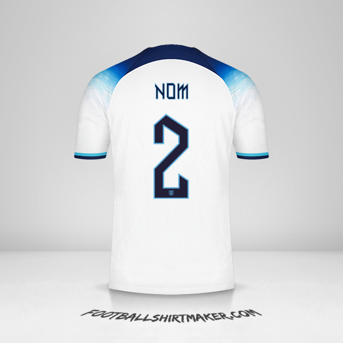 Maillot Angleterre 2022 -  nom - 2