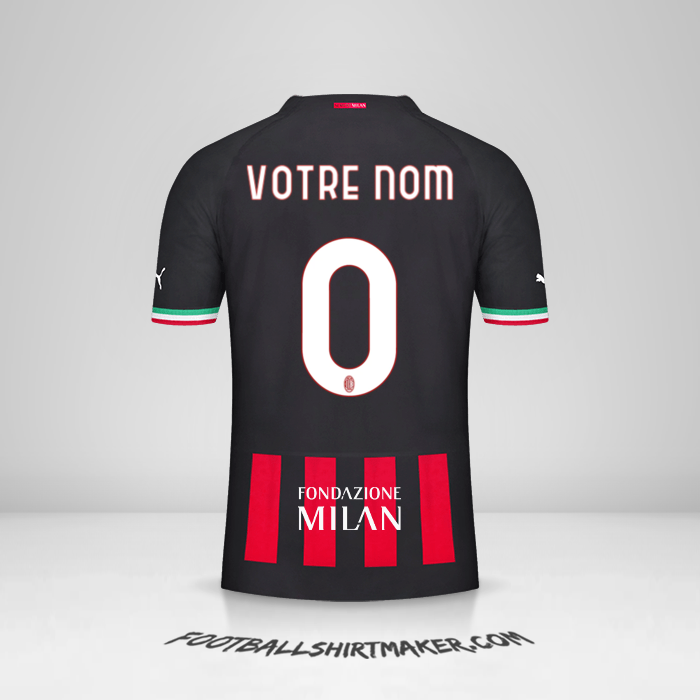 Maillot AC Milan Cup 2022/2023 -  votre nom - 0