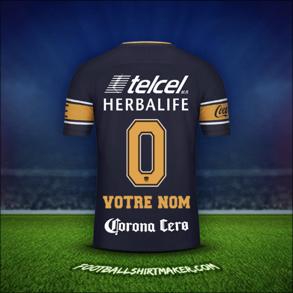 Maillot Pumas UNAM 2017/18 Extérieur -  votre nom - 0
