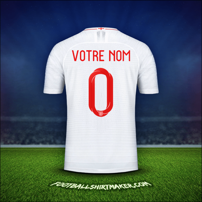 Maillot Angleterre 2018 -  votre nom - 0