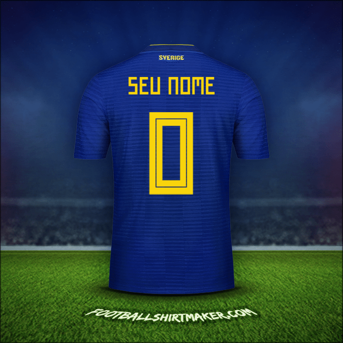 Camisa Suécia 2018 Alternativa -  seu nome - 0