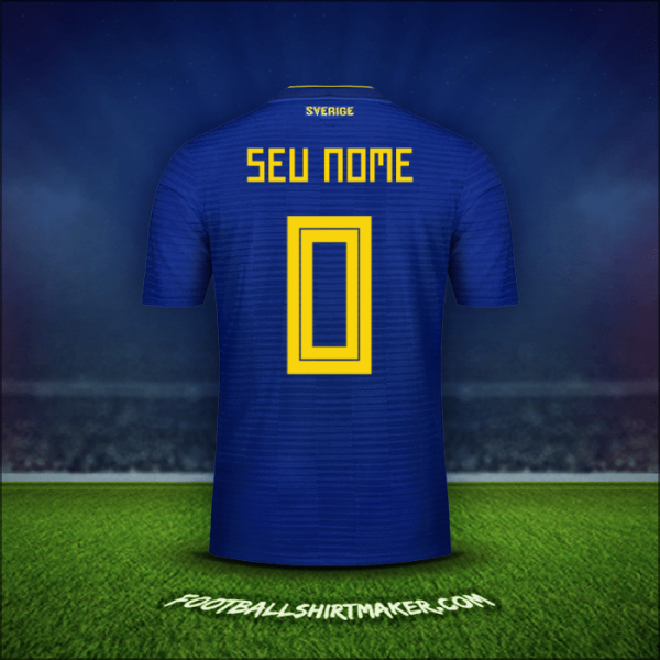 Camisa Suécia 2018 Alternativa -  seu nome - 0