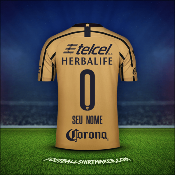 Camisa Pumas UNAM 2018/19 Alternativa -  seu nome - 0
