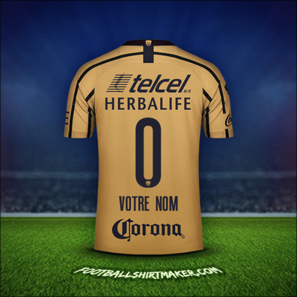 Maillot Pumas UNAM 2018/19 Extérieur -  votre nom - 0