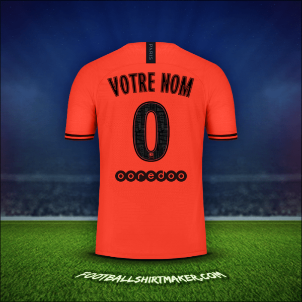 Maillot Paris Saint Germain Jordan 2019/20 Extérieur -  votre nom - 0