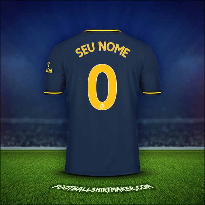 Camisa Arsenal 2019/20 Terceira -  seu nome - 0
