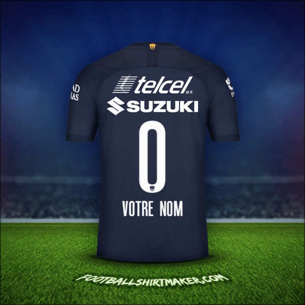 Maillot Pumas UNAM 2019/20 Troisième -  votre nom - 0
