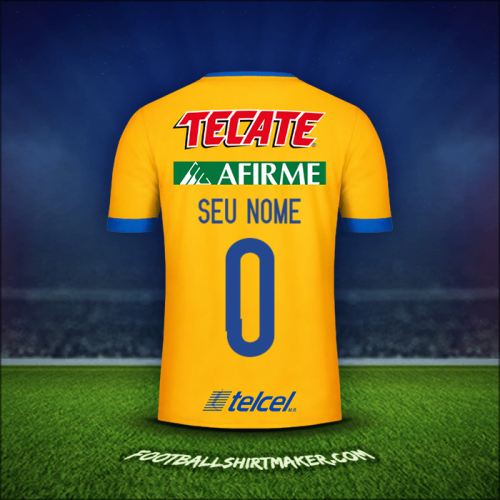 Camisa Tigres UANL 2017/18 -  seu nome - 0
