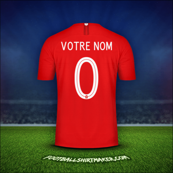 Maillot Pologne 2018 Extérieur -  votre nom - 0