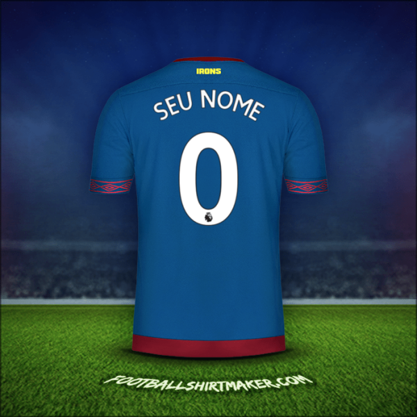 Camisa West Ham United FC 2018/19 Alternativa -  seu nome - 0