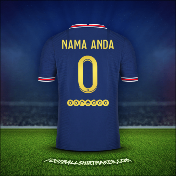 Jersey Paris Saint Germain Gold 2021/2022 -  nama anda - 0